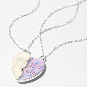 Claire’s Silver-tone Best Friends Split Heart Necklace Set, 2 Pack